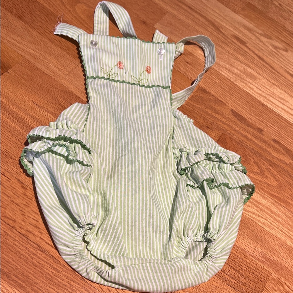 Vintage Thomas Green Striped Kids romper cotton girls 4T